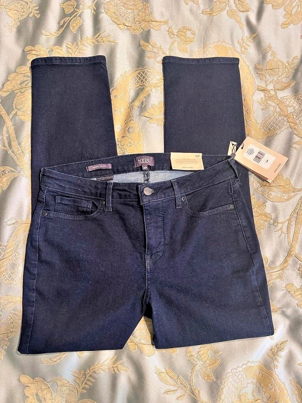 NYDJ Sheri Slim Jeans Black Waist 10P NWT